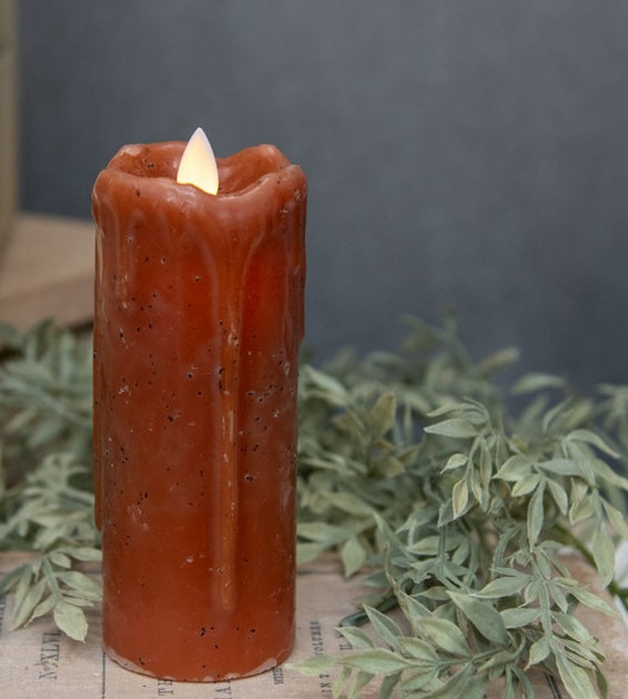 "Farmhouse Candle with Flickering Flame, Ginger Brown"