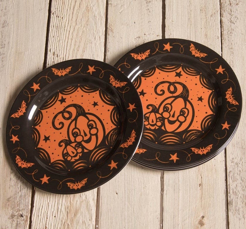 "Johanna Parker Halloween Pumpkins Plates, Set of 4"