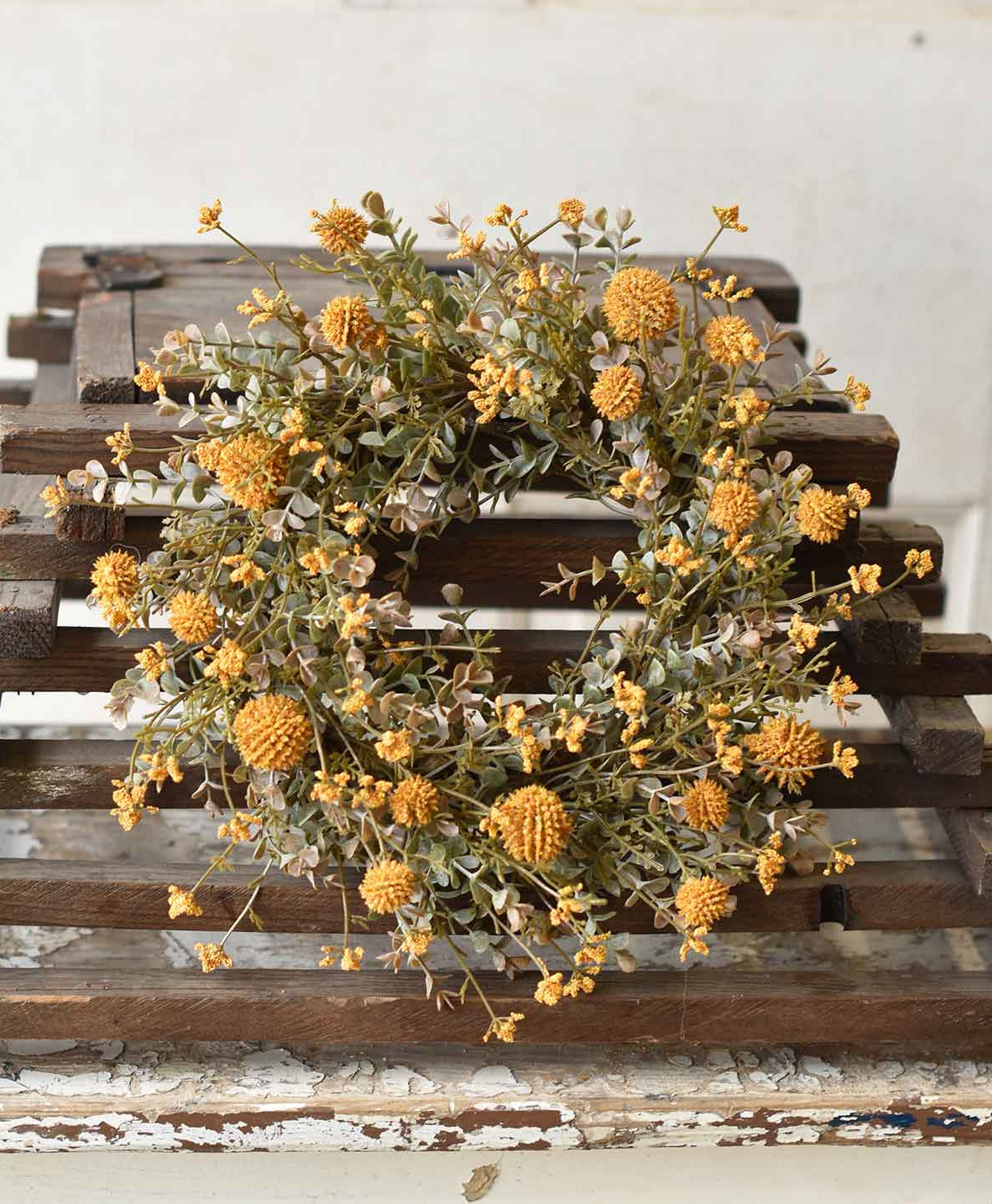 "Fall Flower Candle Ring, Mustard Yellow"