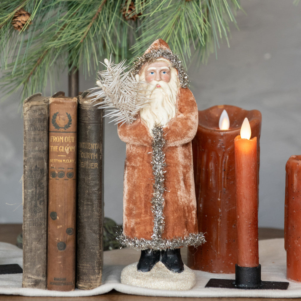 "Farmhouse Candle with Flickering Flame, Ginger Brown"