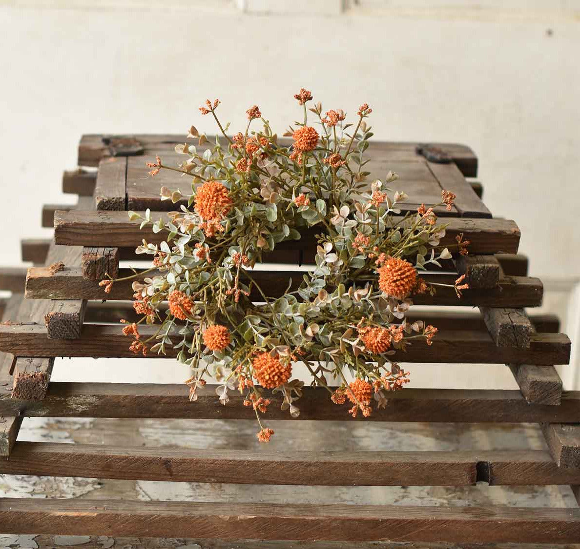 "Fall Flower Candle Ring, Orange 10"""