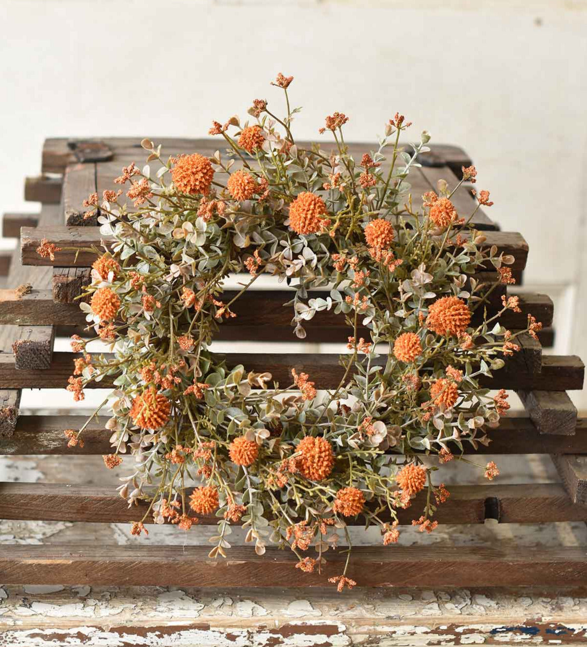 "Fall Flower Candle Ring, Orange"