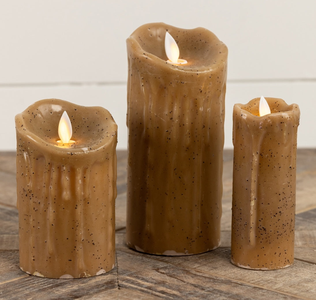 "Farmhouse Candle with Flickering Flame, Wheat"