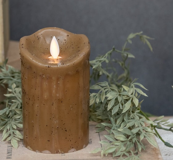 "Farmhouse Candle with fake flame, battery operated country style decorating"