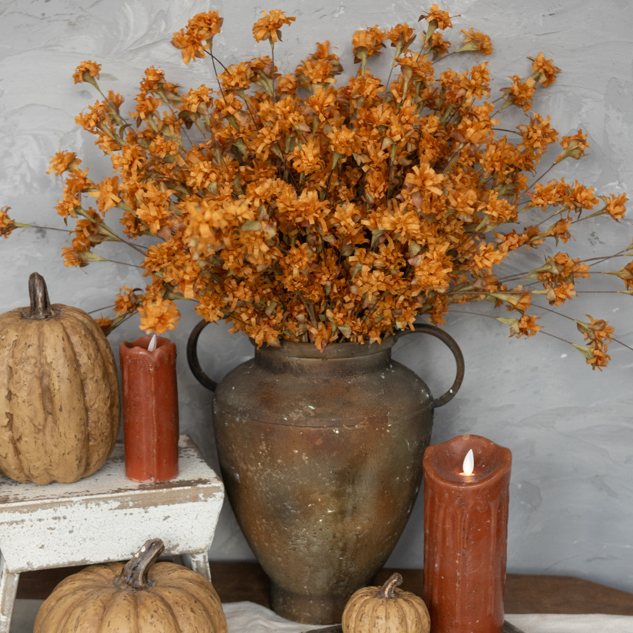 "Farmhouse Candle with Flickering Flame, Ginger Brown"