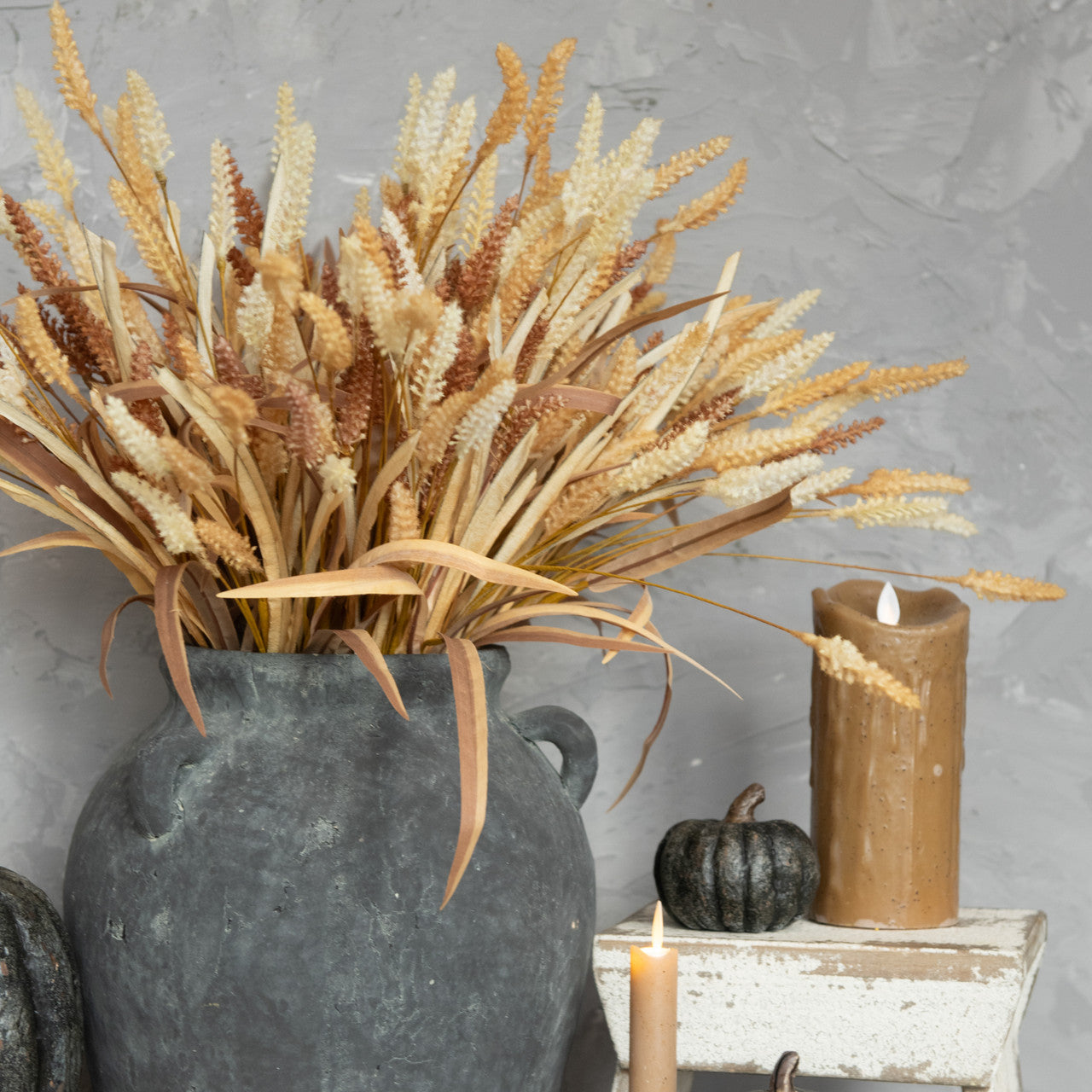 "Farmhouse Candle with Flickering Flame, Wheat"