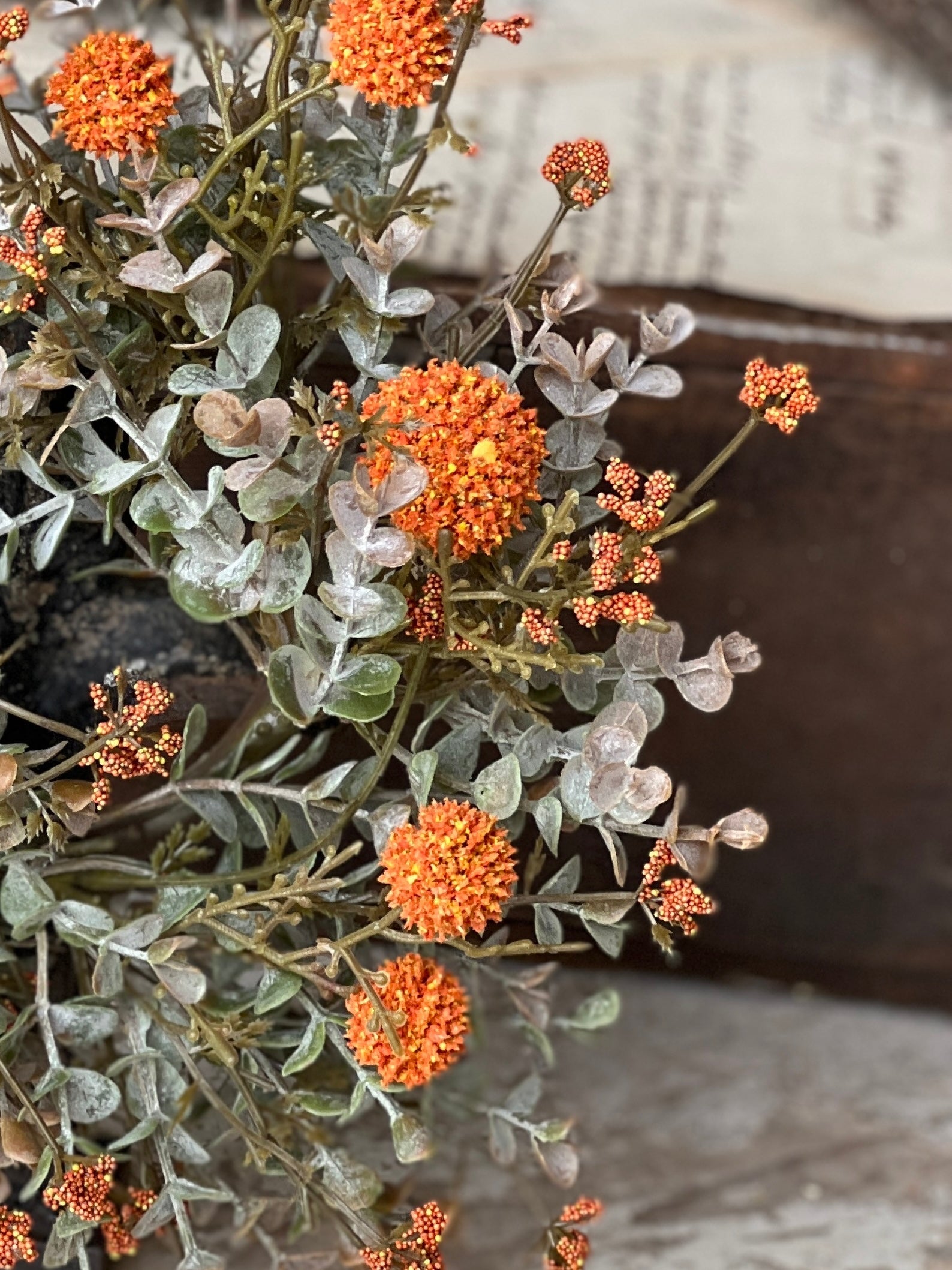 "Fall Flower Candle Ring, Orange"