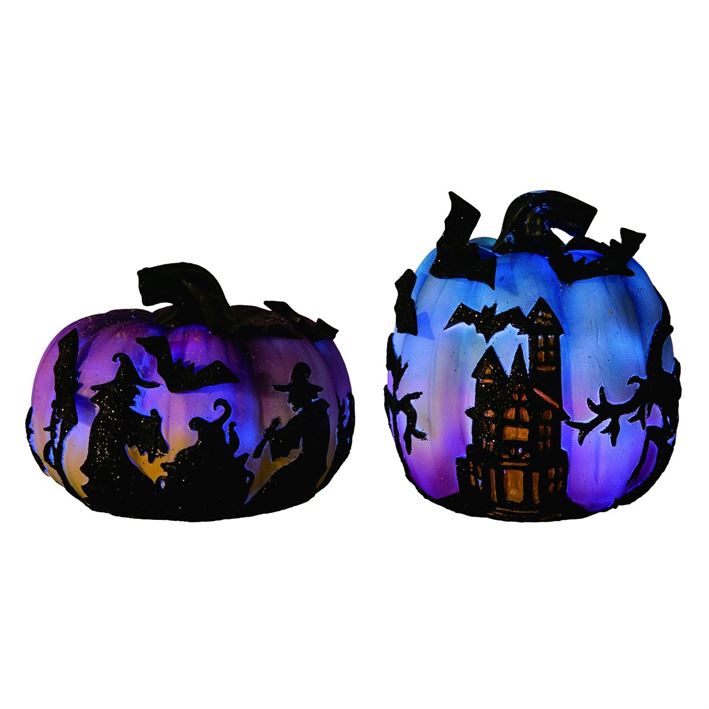 "Pumpkins with Halloween Silhouettes, Light Up"